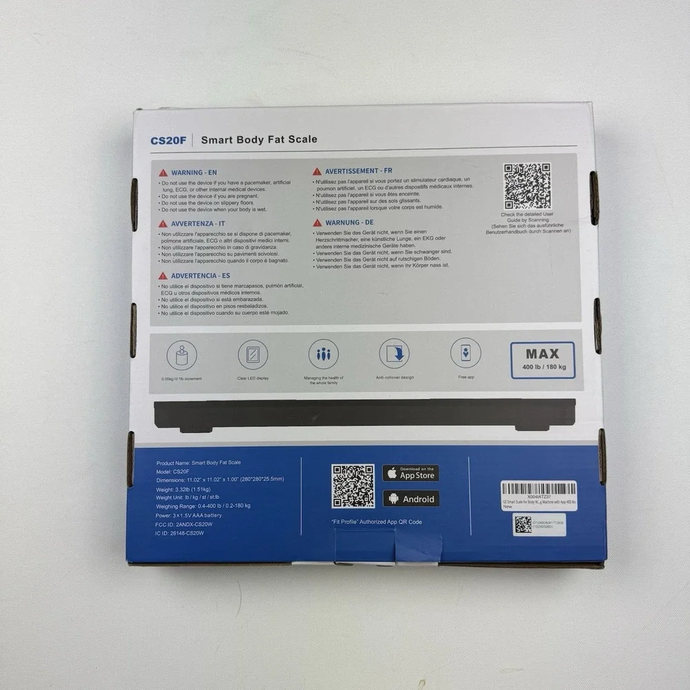 GE Smart Body Fat Scale CS20F Bluetooth Digital Weight BMI Black NEW